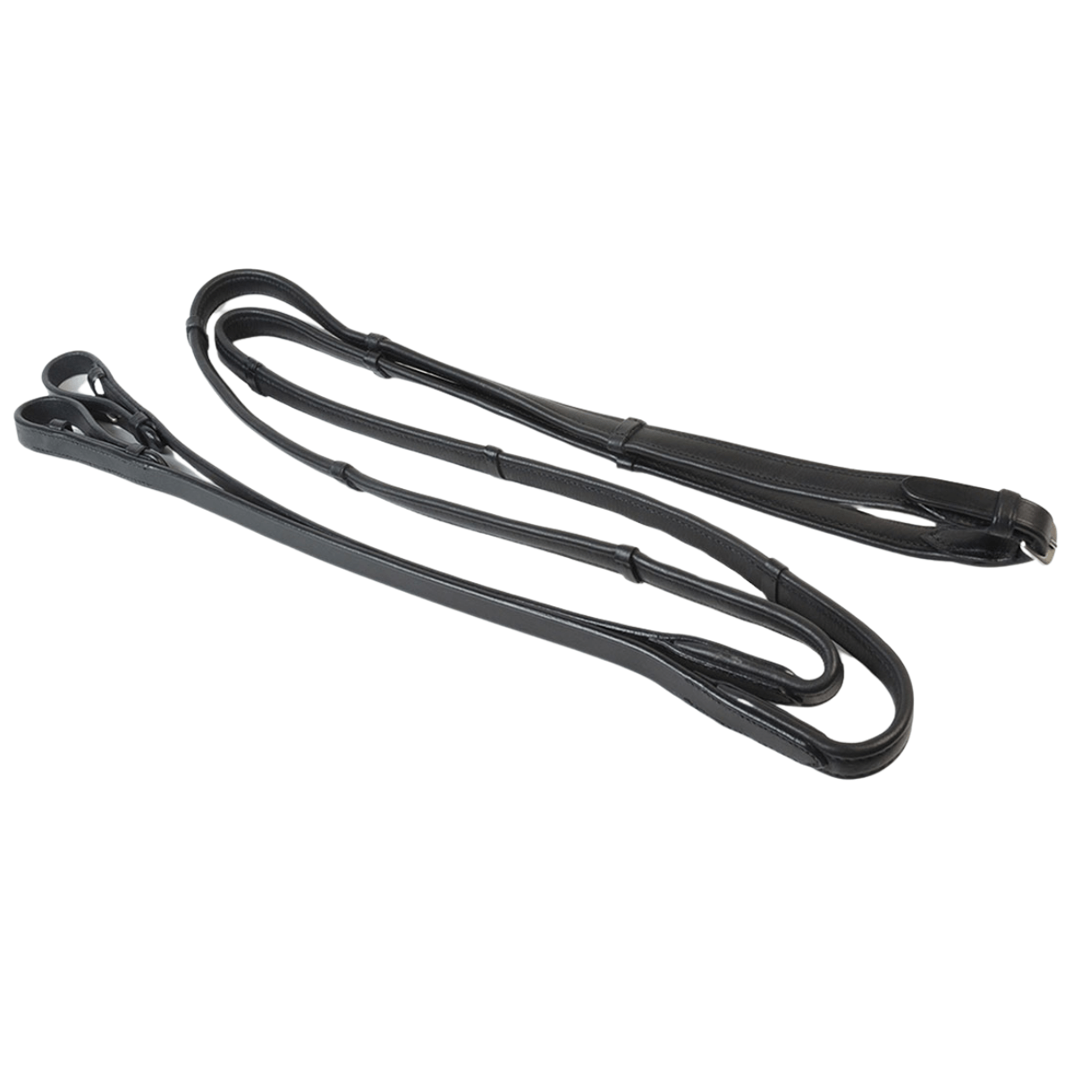 Bridle 2 Fit Flat Rein With Stoppers - Black