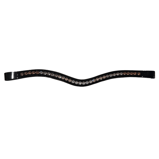 One of a Kind Otto Schumacher Browband - XL 8mm Tiffany Rose Gold Shade Ombre on Black Patent - Horse