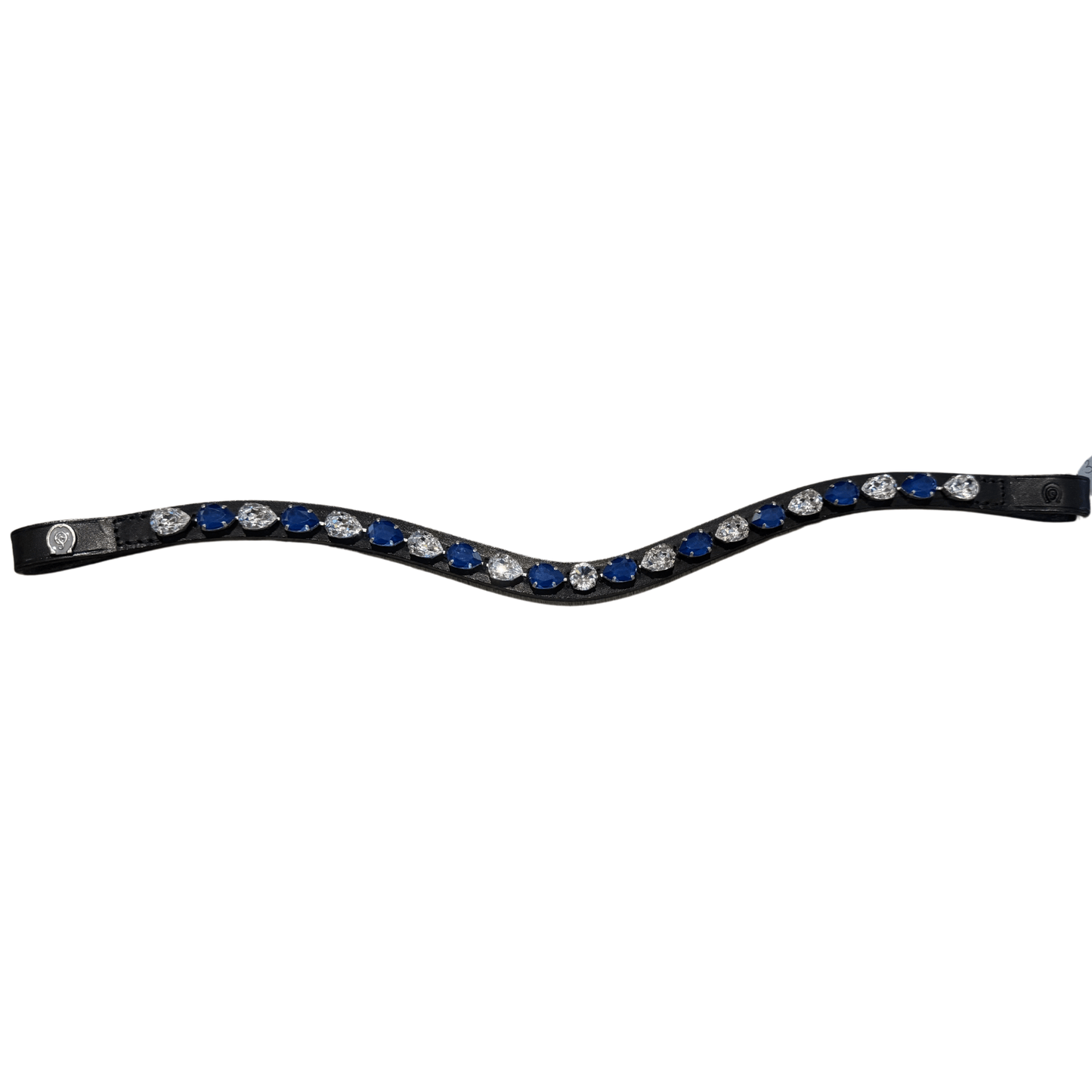 One Of A Kind Otto Schumacher Browband - Crystal/Royal Blue Drops - Horse