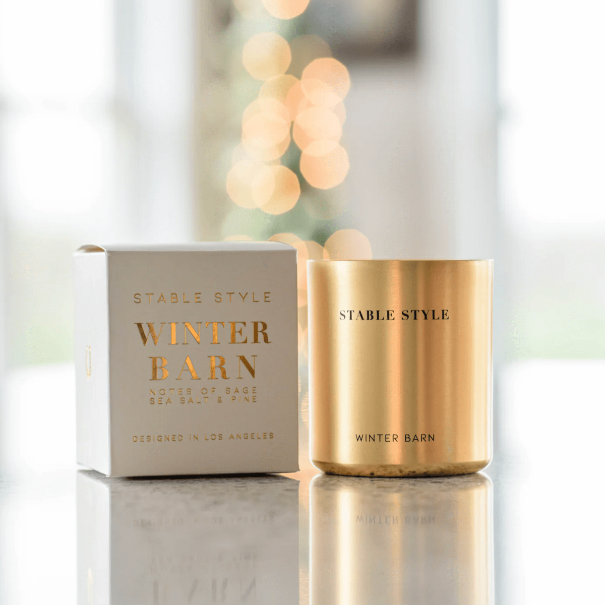 Stable Style Winter Barn Gold Candle