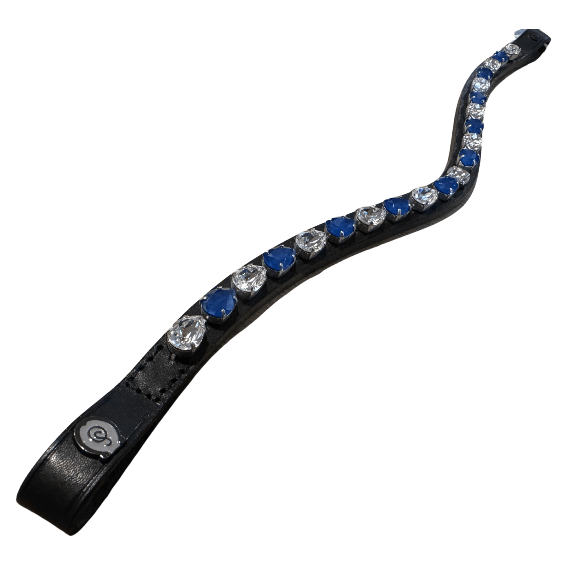 One Of A Kind Otto Schumacher Browband - Crystal/Royal Blue Drops - Horse