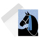 Black Horse with Blue Ribbon Thank You Card