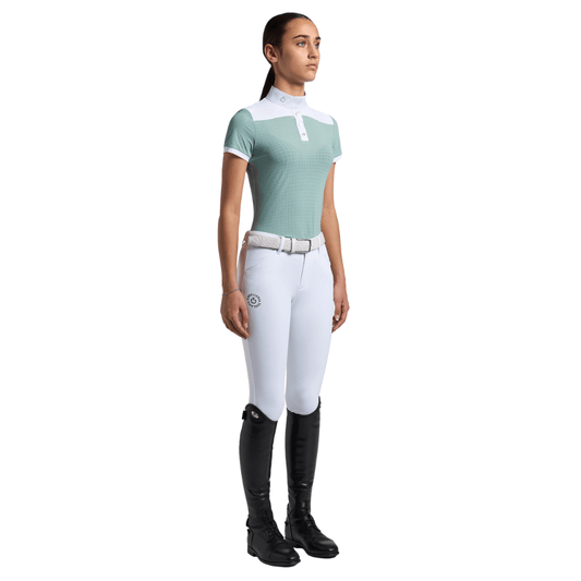 Cavalleria Toscana Junior Perforated Jersey Inserts Short Sleeve Competition Shirt - Light Teal