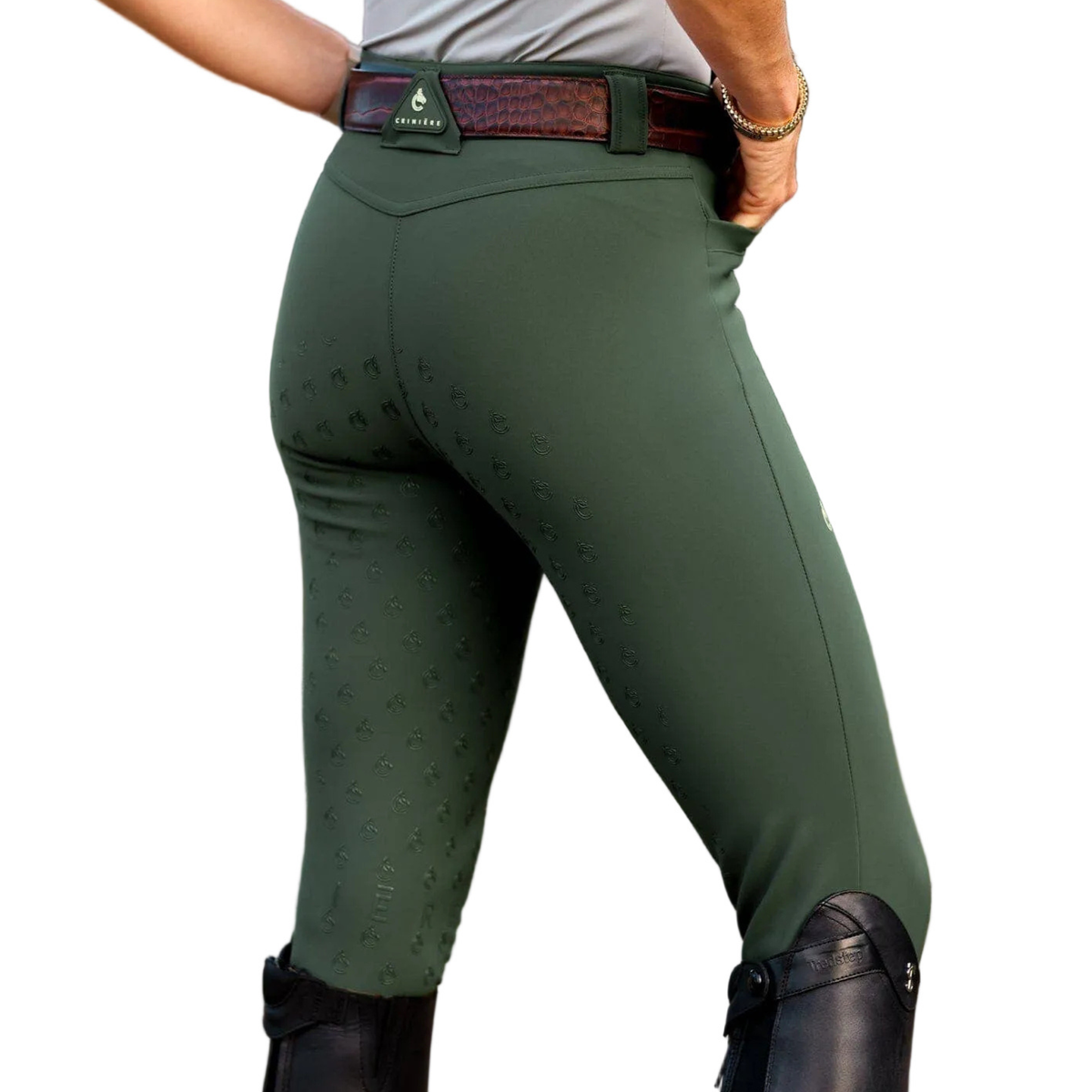 Criniere Diana High Compression Full Seat Breeches in Hunter Green - Seat View
