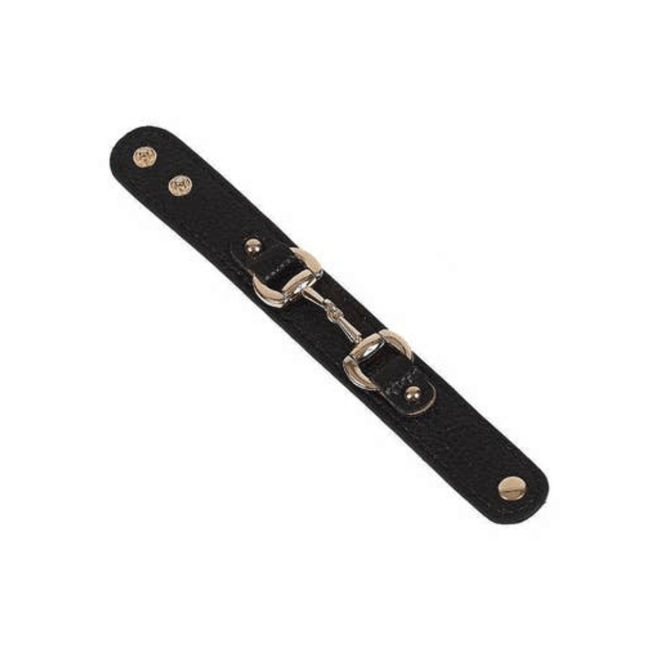 Leather Snaffle Bracelet - Black & Gold