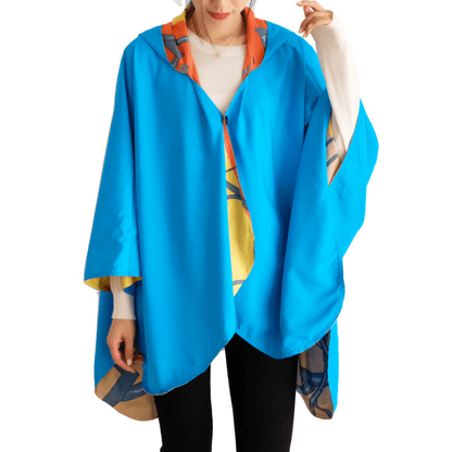 Reversible Rain Cape - Turquoise & Orange  