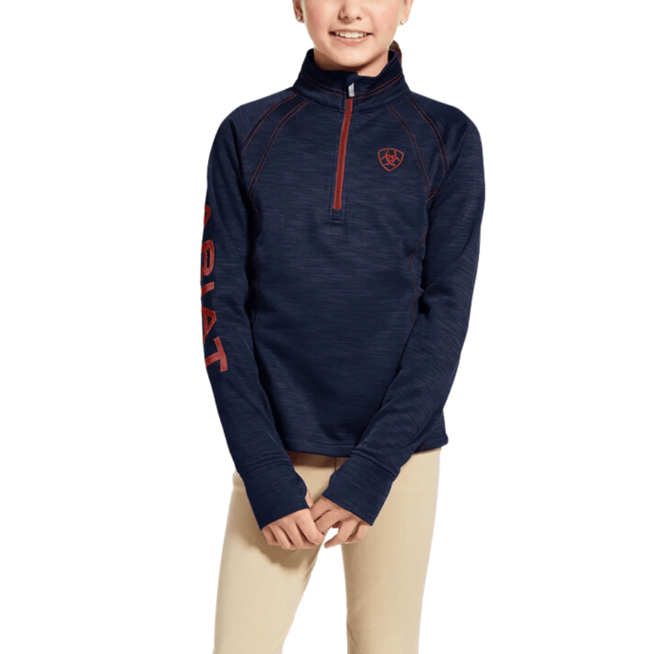 Ariat Juniors TEK Team 1/4 Zip Fleece - Navy Heather