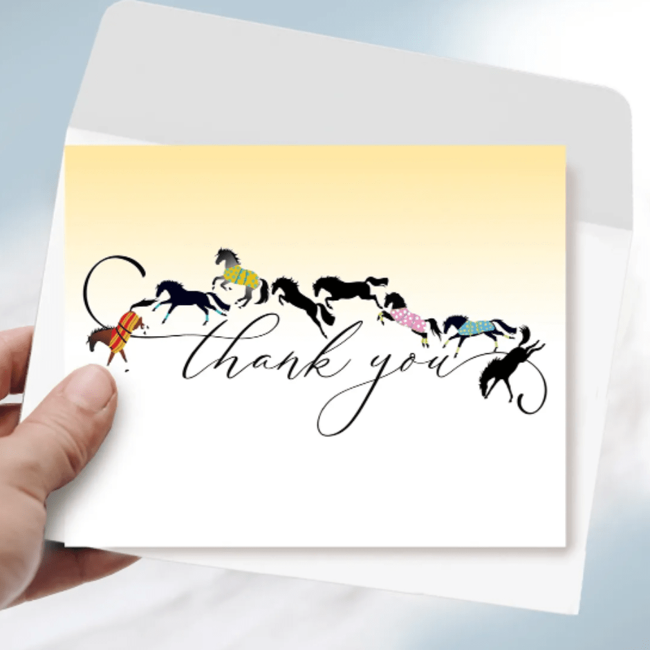 Thank You Card - Yellow Galloping Horses