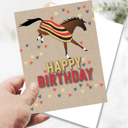 Birthday Card - Bucking Horse in Blanket