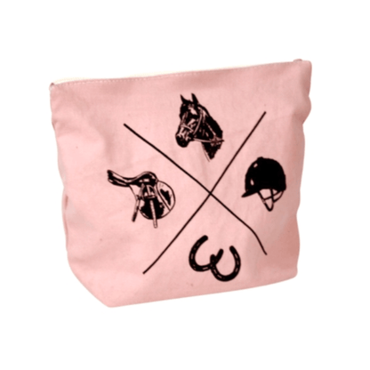 Spiced Equestrian Vintage Rider Makeup Bag - Pink