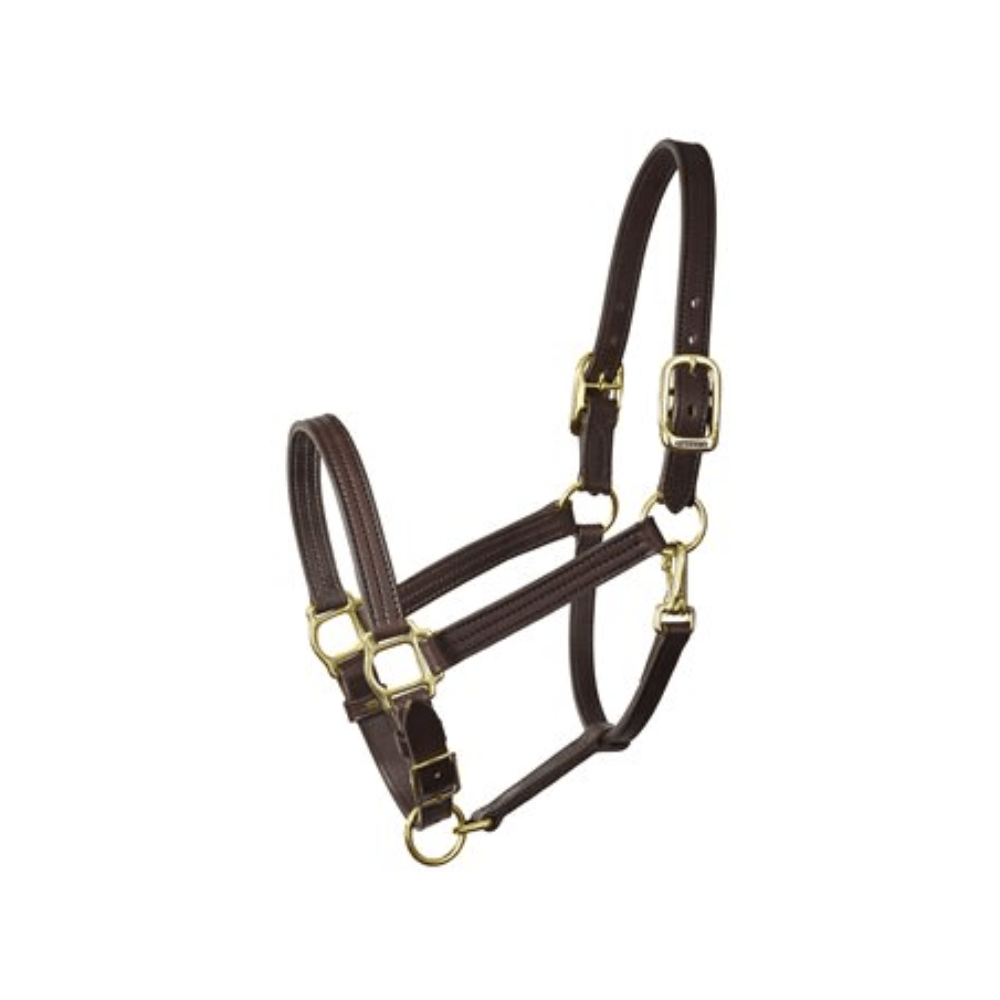 Perri's 1" Leather Turnout Halter - Havana & Brass