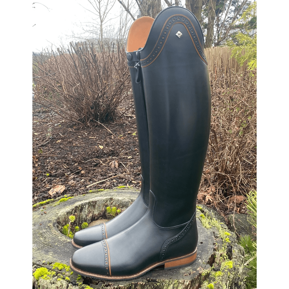 Custom DeNiro Raffaello Dressage Boot - Piccolo Punched Top with Brandy Piping