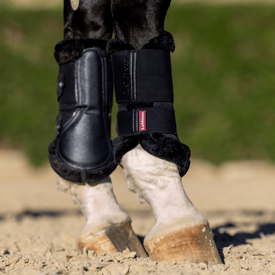 LeMieux Fleece Edged Mesh Brushing Boots - Black