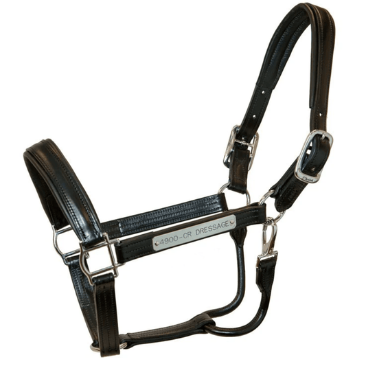 Walsh Dressage Halter with Throat Snap - Black & Chrome