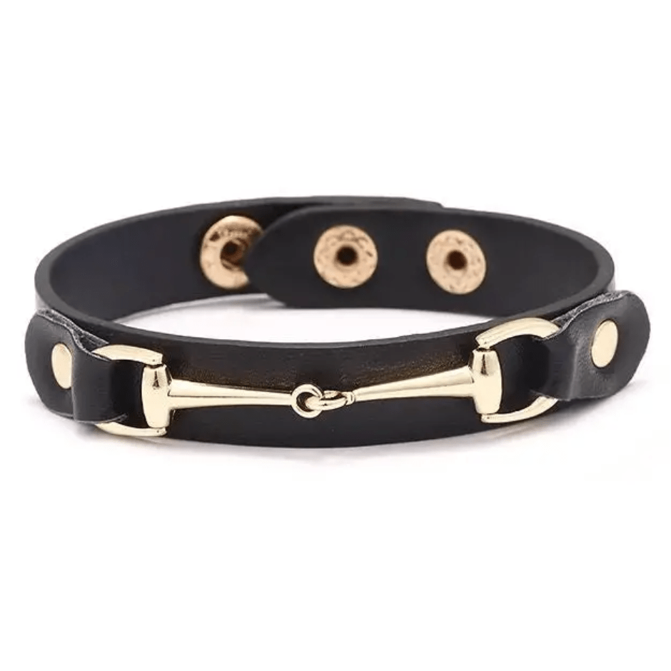 Vegan Leather Snaffle Bracelet - Black