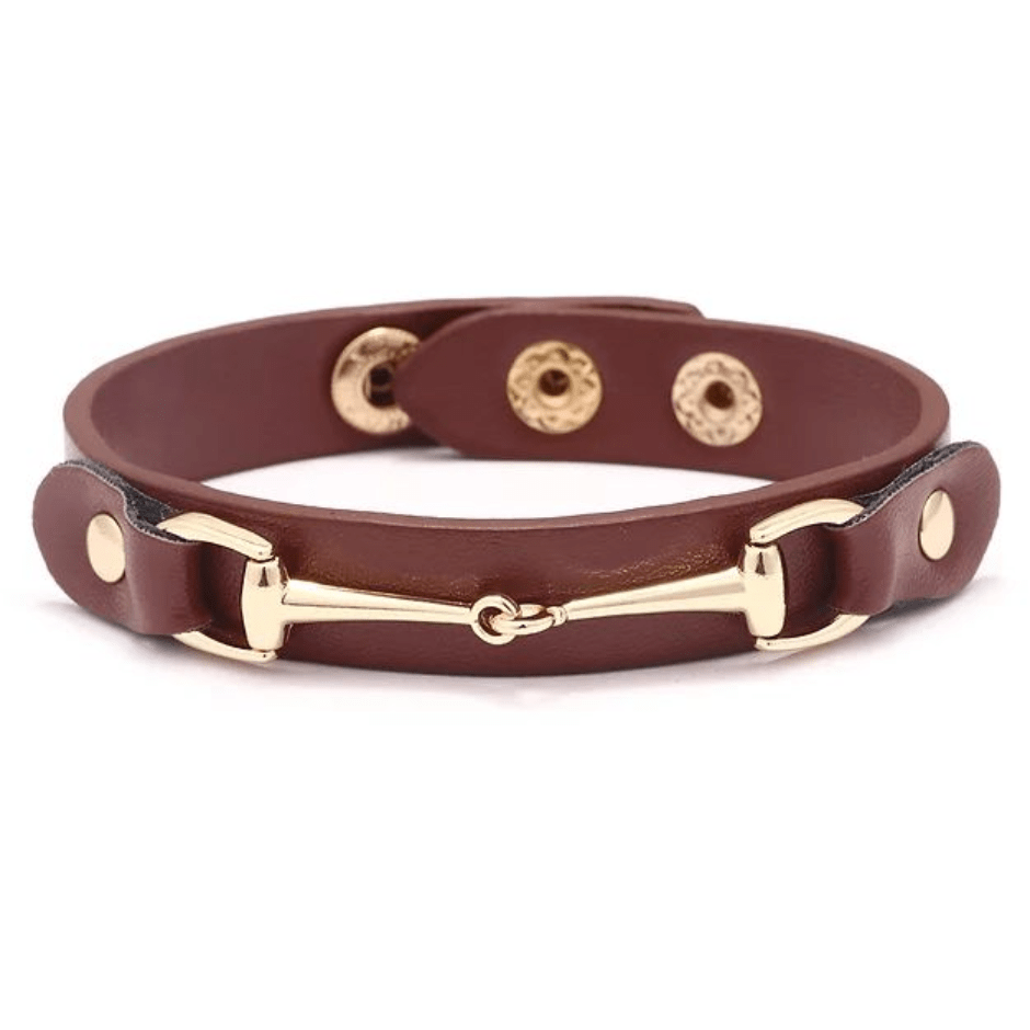 Vegan Leather Snaffle Bracelet - Dark Brown