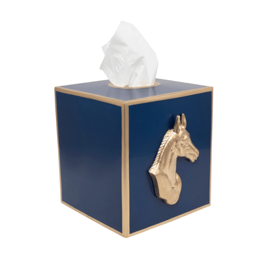 Regency Horse Head Tissue Box Cover - Navy