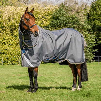 Amigo Bravo 12 Plus Pony Turnout 0g - Shadow, Navy & Rose