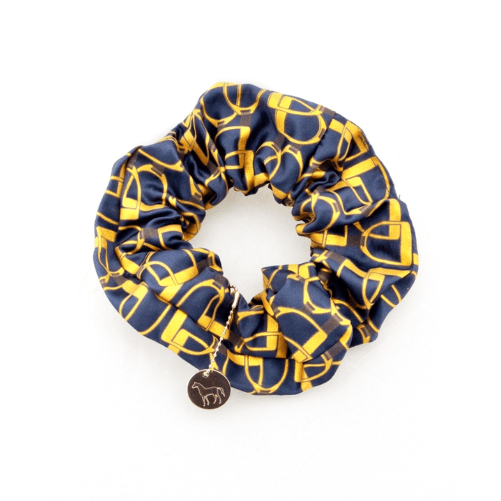 Spiced Equestrian Stirrups Hair Scrunchie - Navy