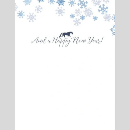 Christmas Card - Blue Snow Scene and Horse with Wraps