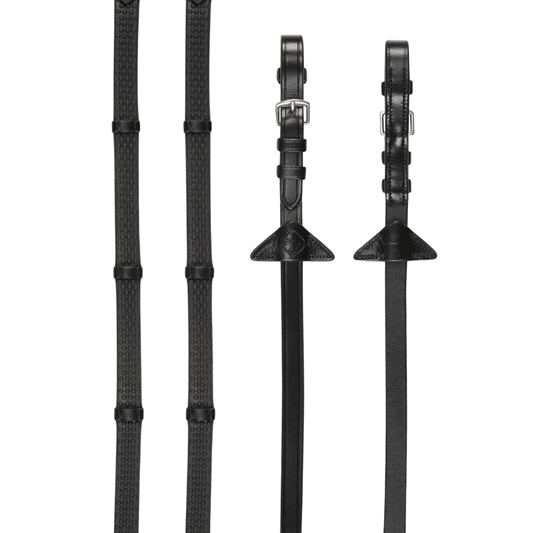 LeMieux Soft Rubber Reins With Stoppers - Black