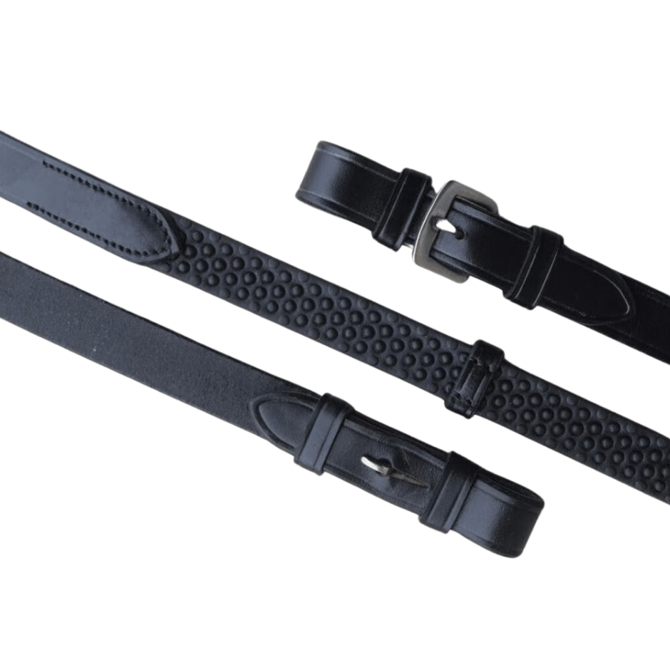 Black Oak Pebble Grip Reins With Stops - Black