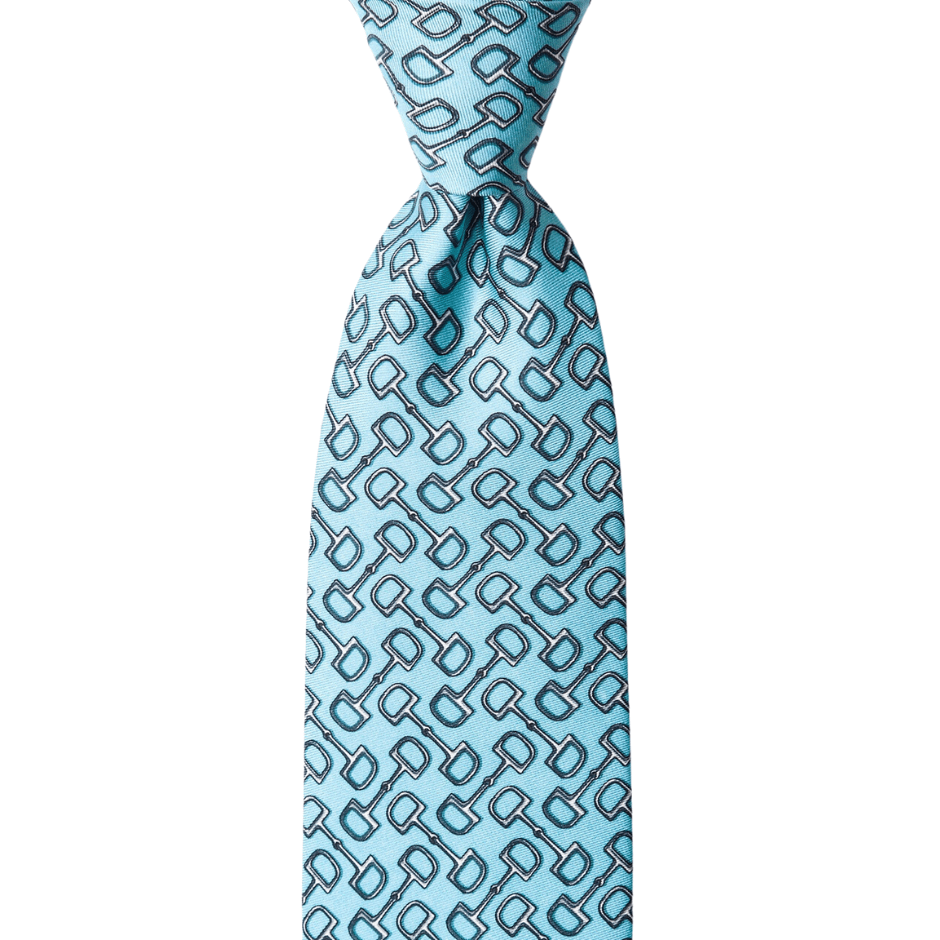 Equestrian Men's Necktie - Turquoise Bit By Bit