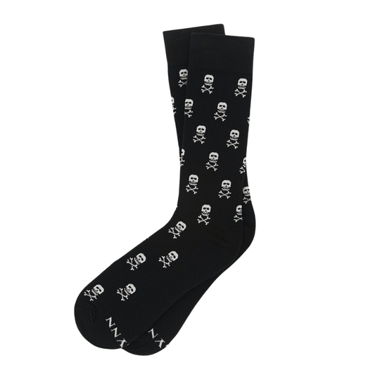 Black Carded Socks - Skull & Crossbone