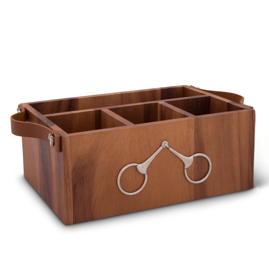 Horse Bits Flatware Caddy with Leather Handles