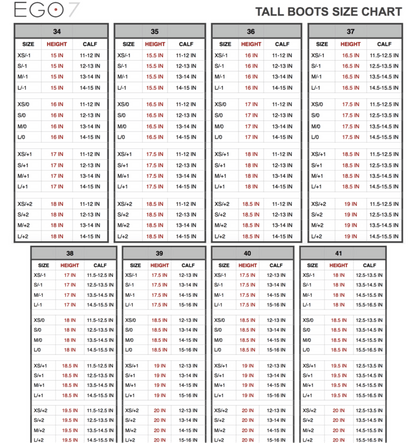 ego7 size chart