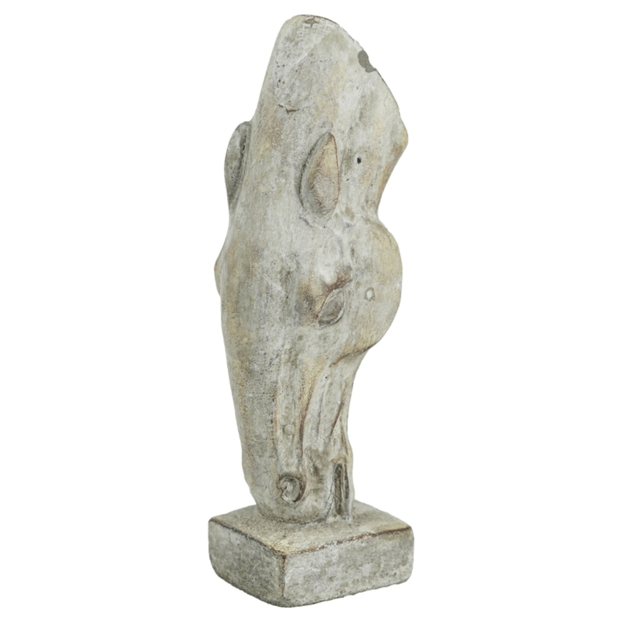 Cement Drinking Horse Vase In Antique White Finish