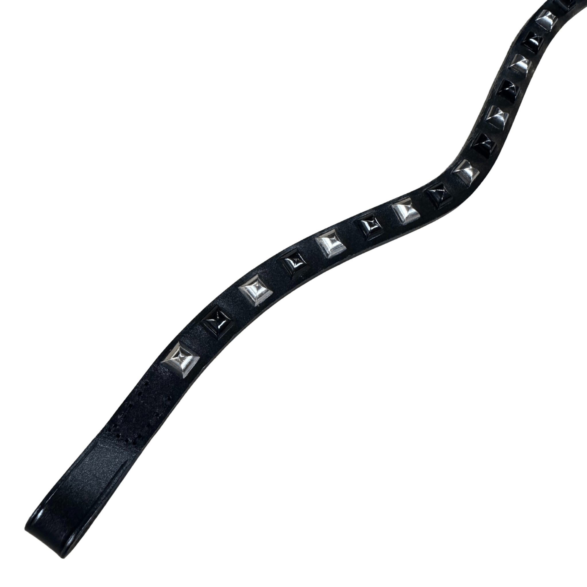Otto Schumacher Browband - Squares Silver & Black on Black Leather