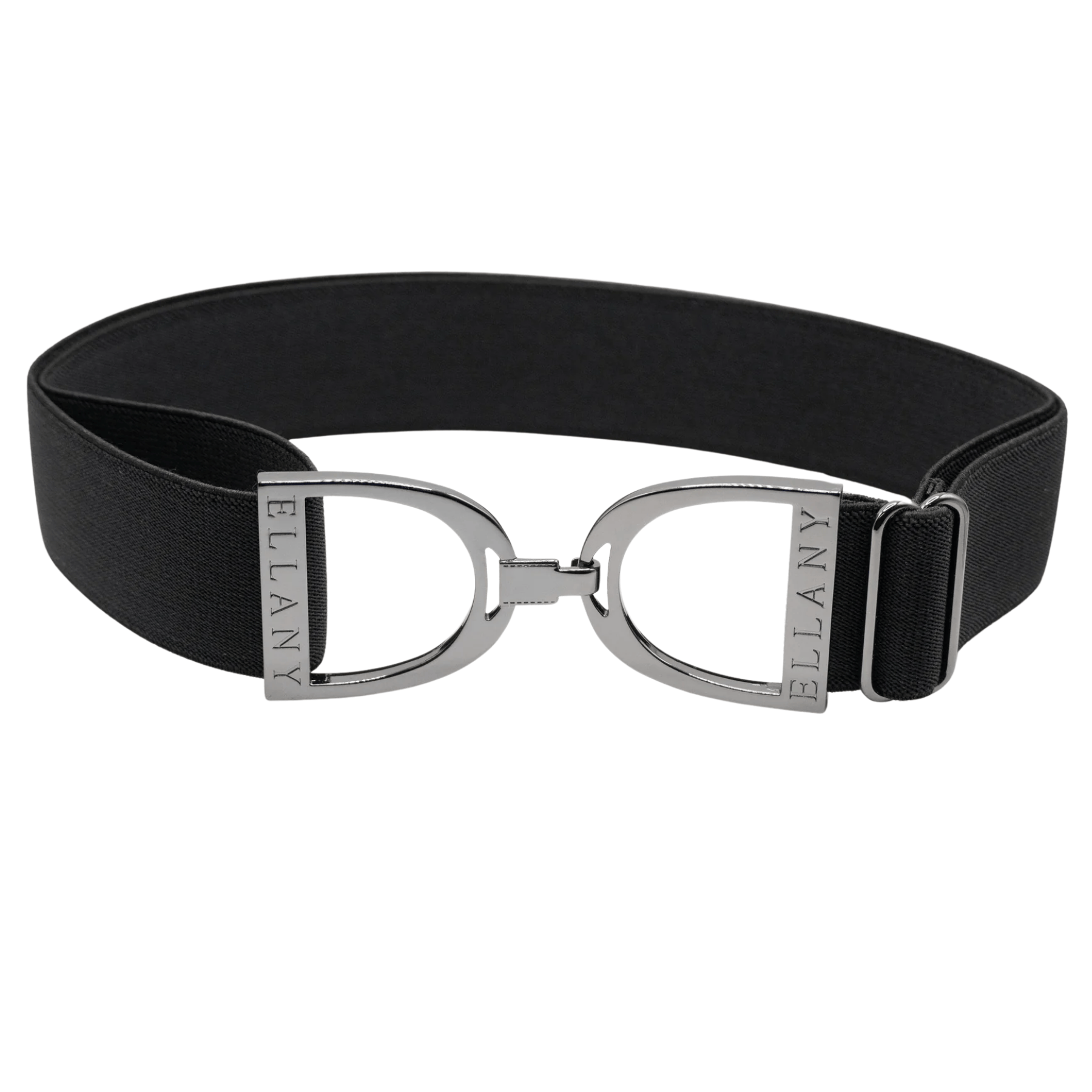 Black - 1.5" Gunmetal Stirrup Elastic Belt