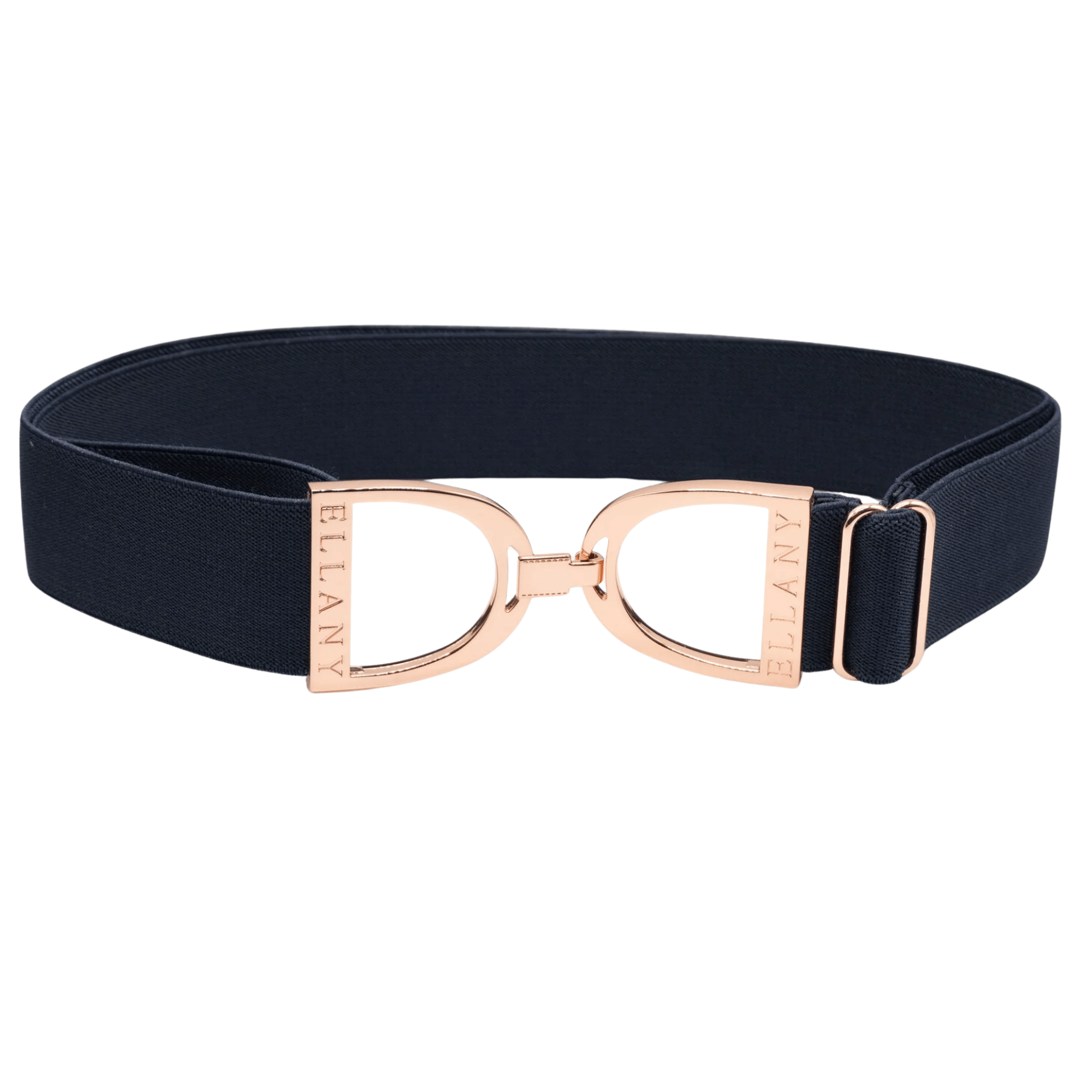 Navy - 1.5" Rose Gold Stirrup Equestrian Elastic Belt