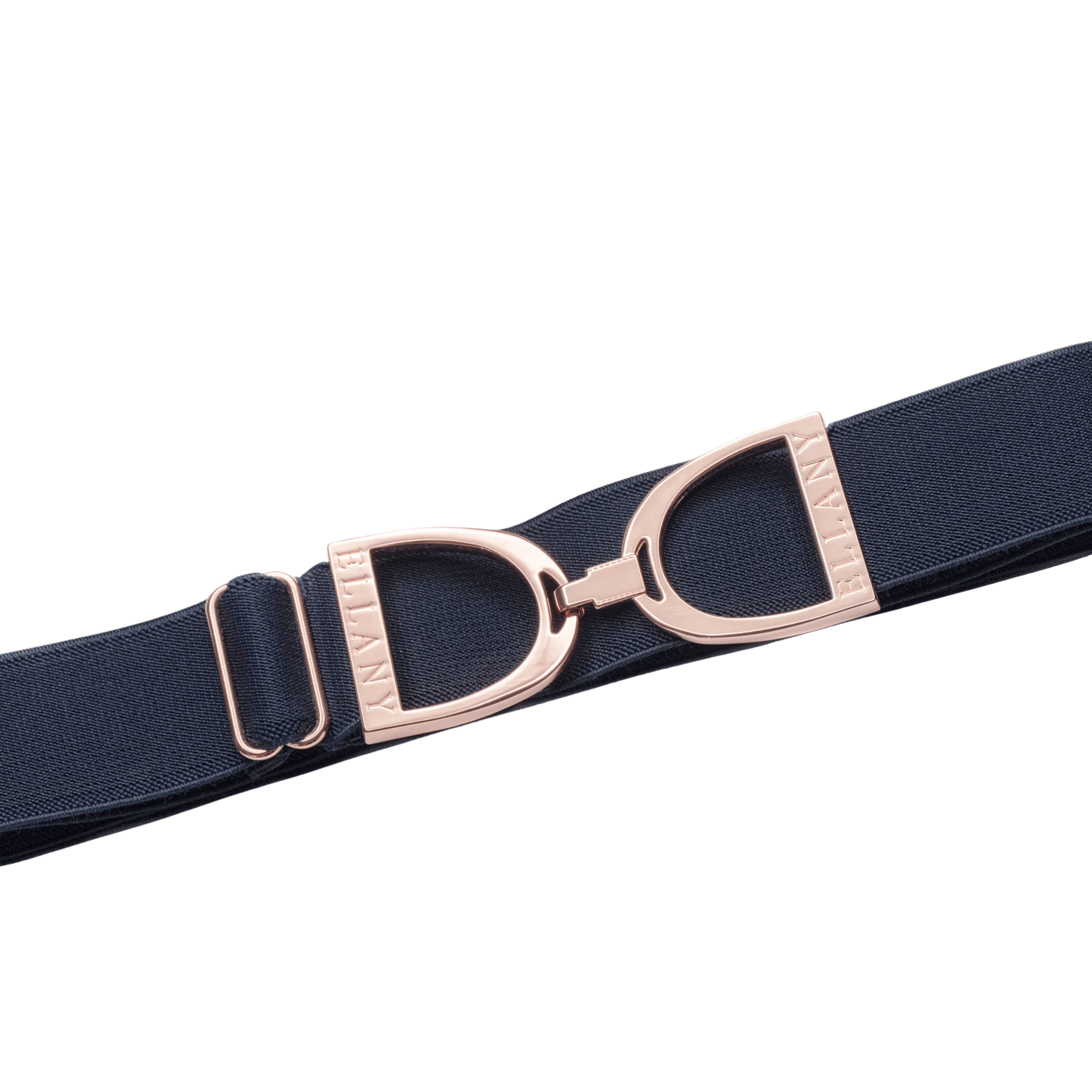 Navy - 1.5" Rose Gold Stirrup Equestrian Elastic Belt
