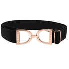 Black - 1.5" Rose Gold Stirrup Equestrian Elastic Belt