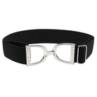 Black - 1.5" Silver Stirrup Equestrian Elastic Belt