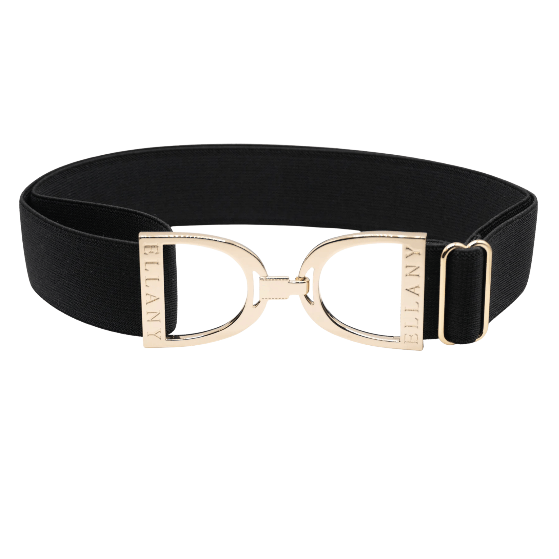 Black - 1.5" Gold Stirrup Equestrian Elastic Belt