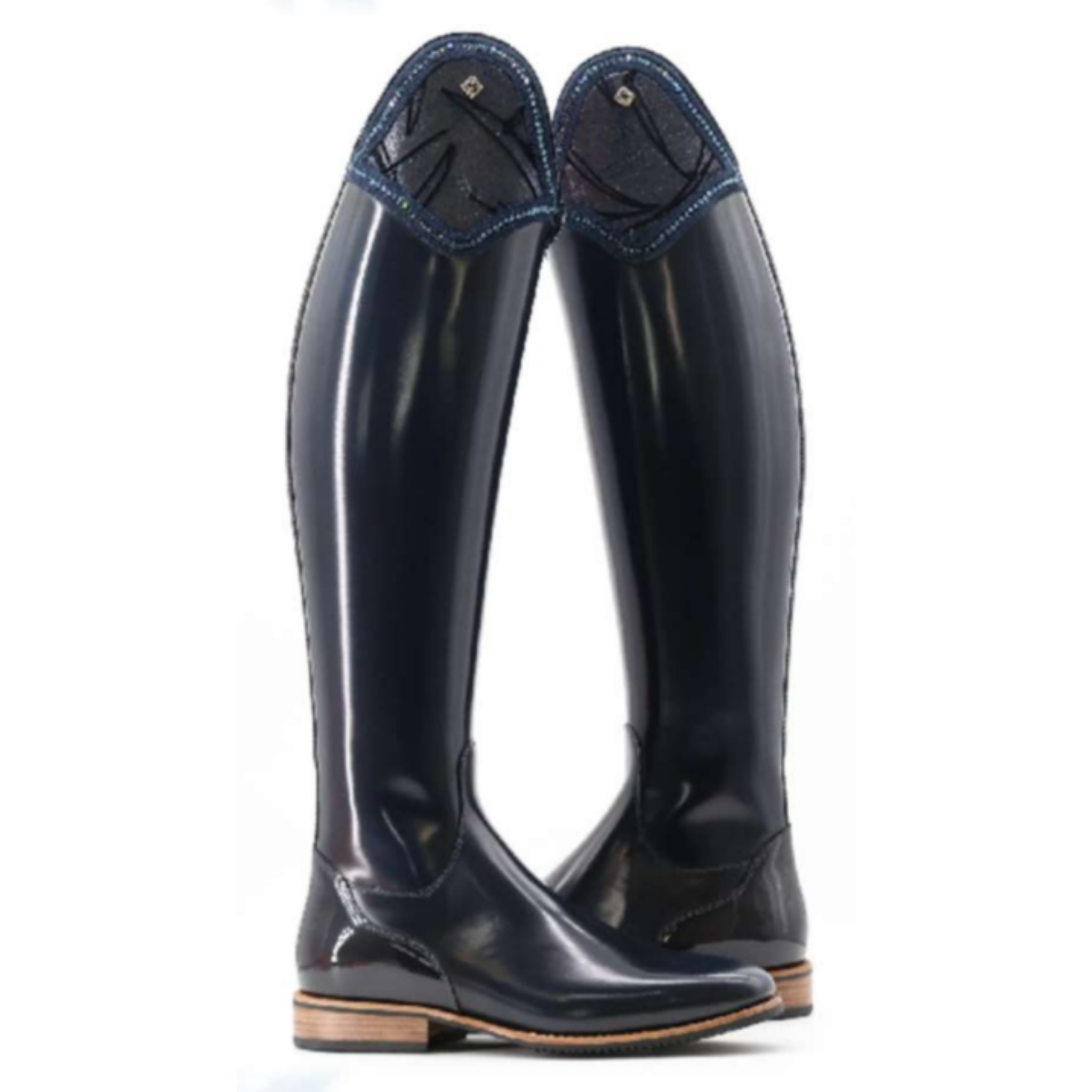 DeNiro Bellini Custom Dressage Boot - Brushed Blue with Festosa Camoscio Blue Top
