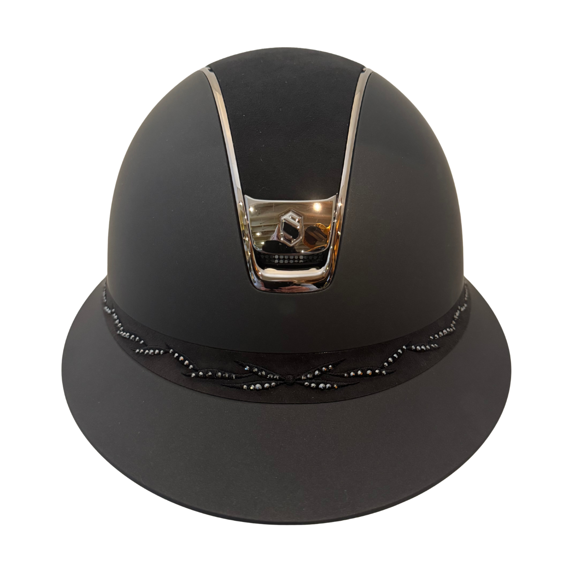 Samshield 2.0 Miss Shield Shadowmatt with an Alcantara Top and Flower Swarovski Frontal Band Helmet