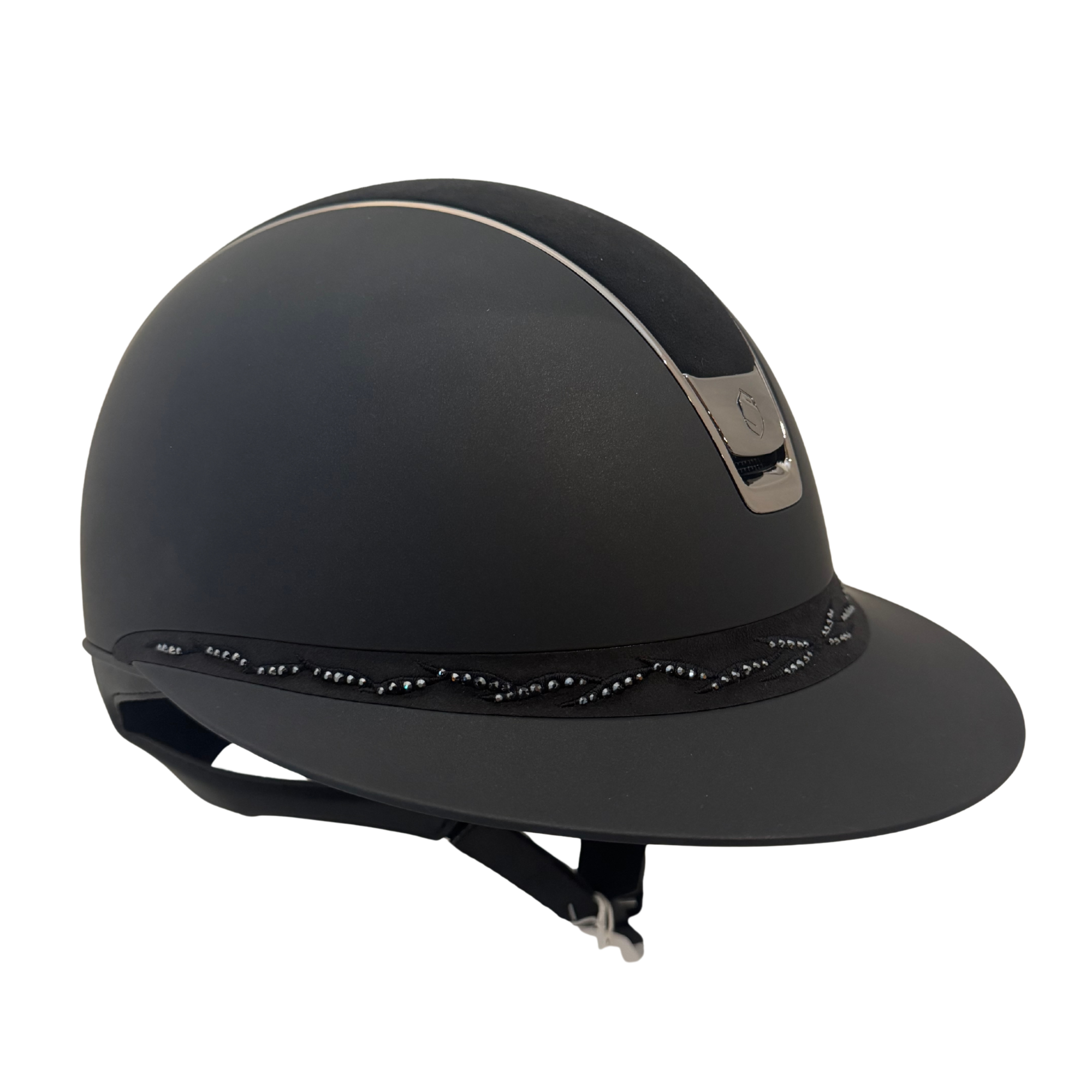 Samshield 2.0 Miss Shield Shadowmatt with an Alcantara Top and Flower Swarovski Frontal Band Helmet