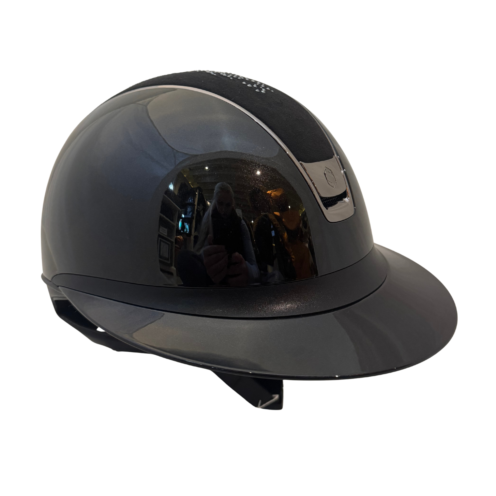 Samshield 2.0 Miss Shield Black Gloss With Flower Swarovski Top & Chrome Black Trim Shadowgloss Helmet