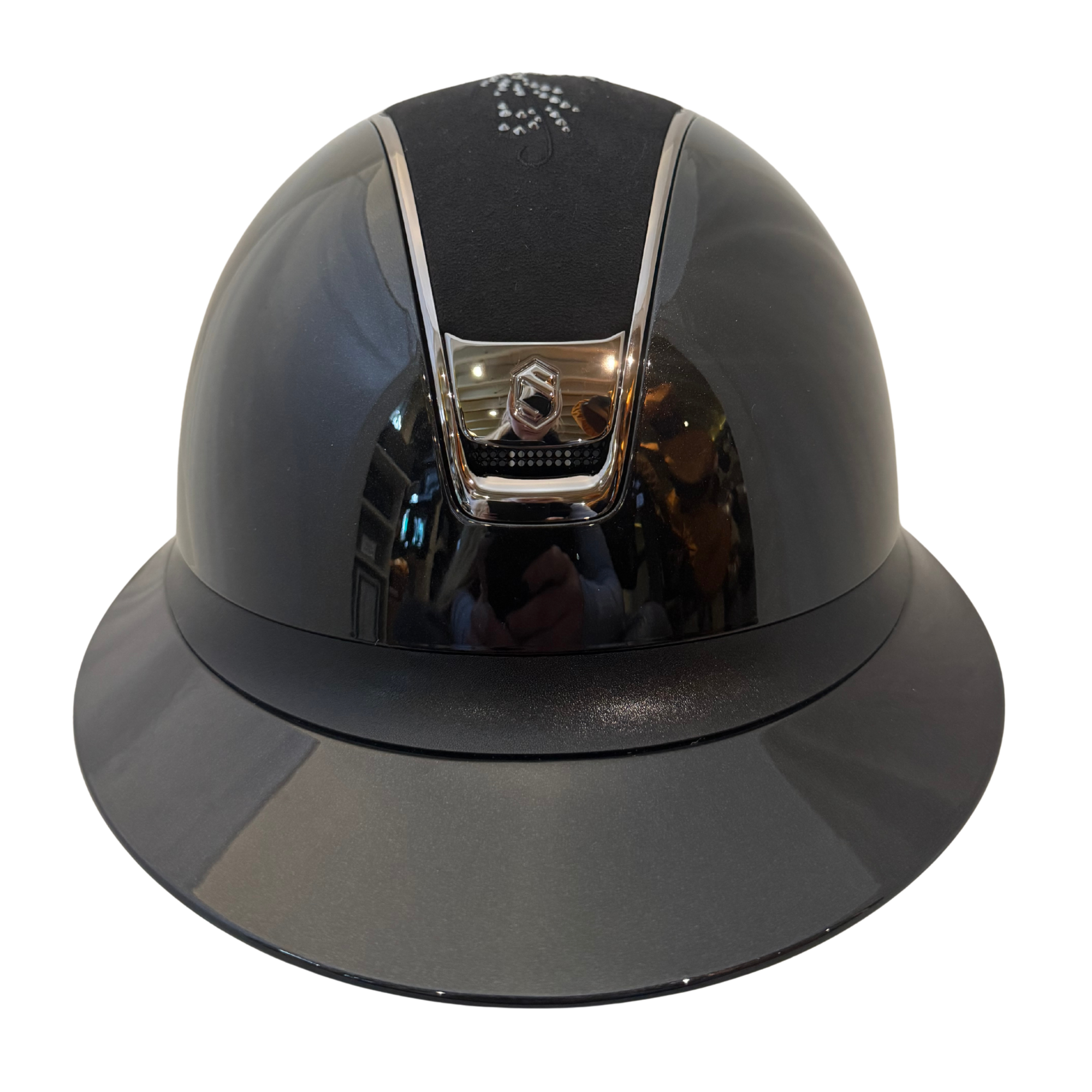 Samshield 2.0 Miss Shield Black Gloss With Flower Swarovski Top & Chrome Black Trim Shadowgloss Helmet