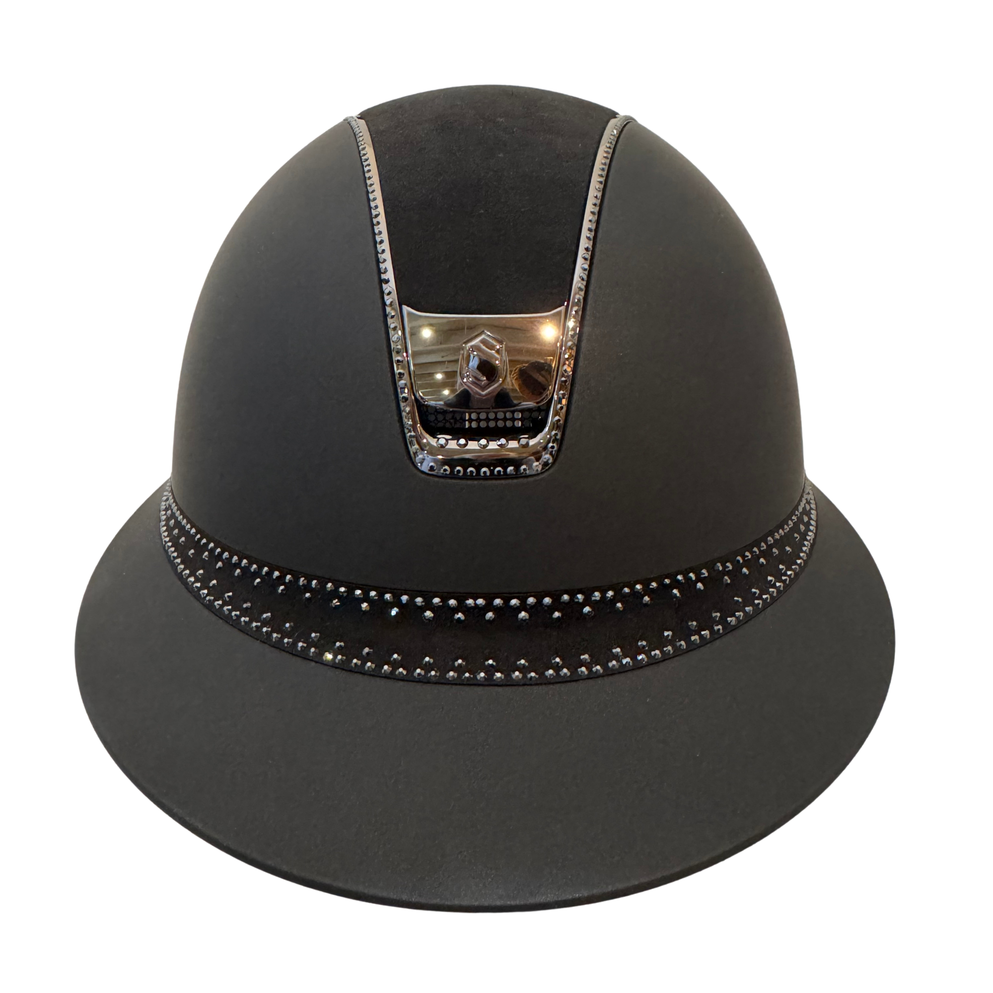 Samshield 2.0 Miss Shield Shadowmatt with Tiara Frontal Band and 300 Jet Hematite Swarovski Trim Helmet