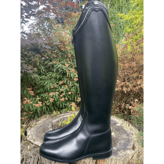 Custom Kingsley Capri 02 Dressage Boot - Black with Verniz Black Top &  Swarovski Banding