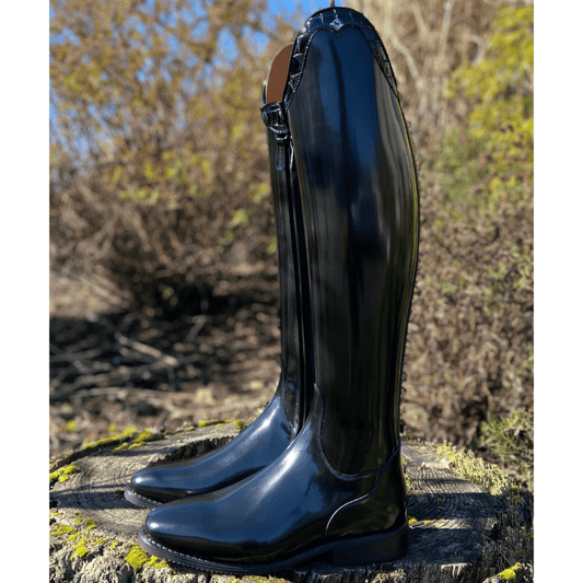 Custom DeNiro Bellini Dressage Boot - Brushed Black with Black Lucidi Rondine