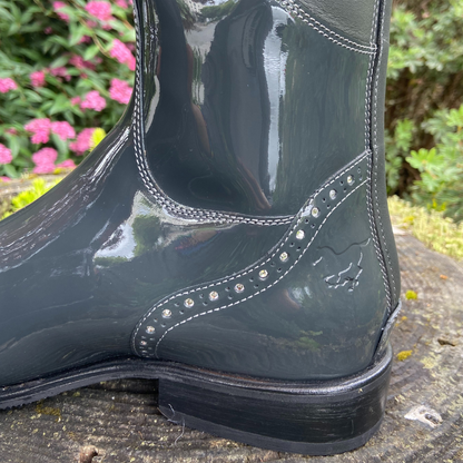 Custom DeNiro Volta Dressage Boot - Gray Patent with Swarvoski - 37 MA/S