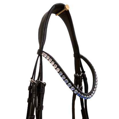 Otto Schumacher Tokyo Double Bridle with Black Patent and Blue Fineline - Horse