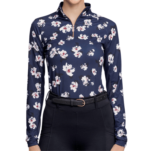 Kastel Denmark Long Sleeve Sun Shirt 1/4 Zip - Navy Floral