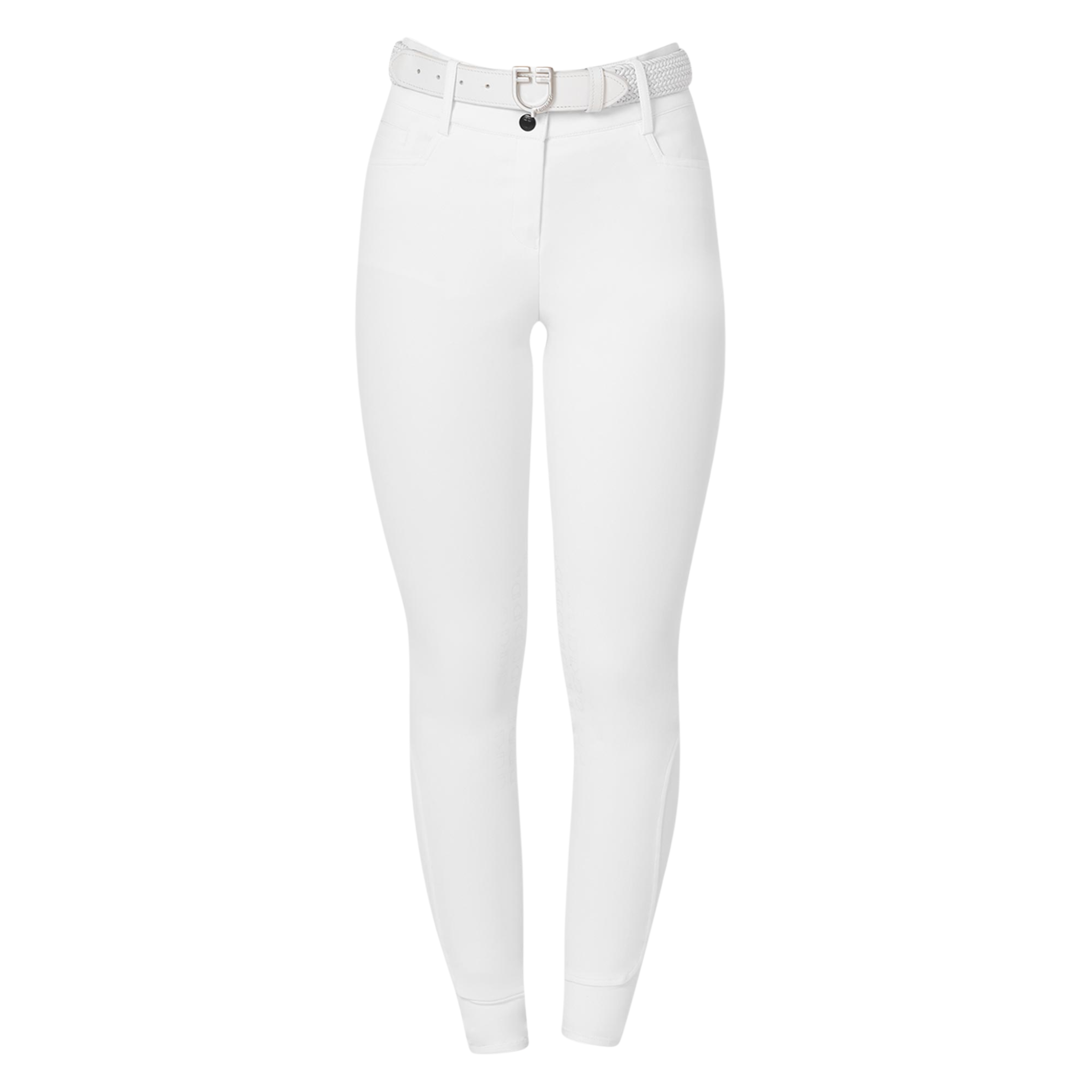 Equestro High-Waisted Hunter Knee Grip Breech - white